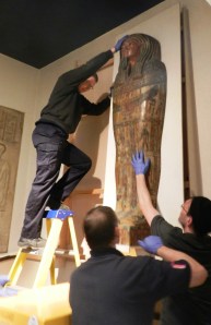 Coffin lid of Khary (Acc. no. 9354b) being removed from the old Afterlife gallery